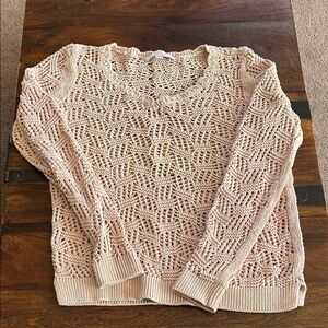 LOFT Pink Open-Knit Sweater